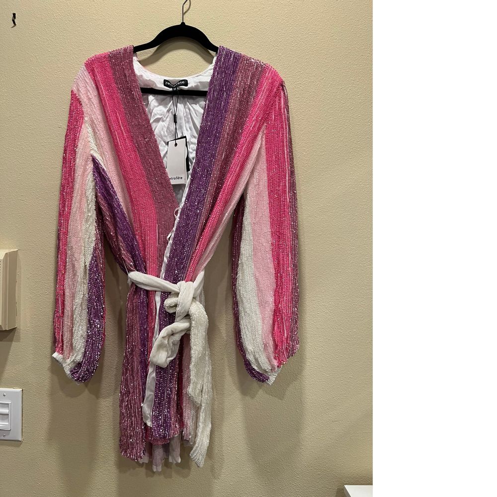 NEW Size M retrofete Gabrielle Dress in Multi Pink Stripe REVOLVE MSRP $655 - Picture 5 of 8